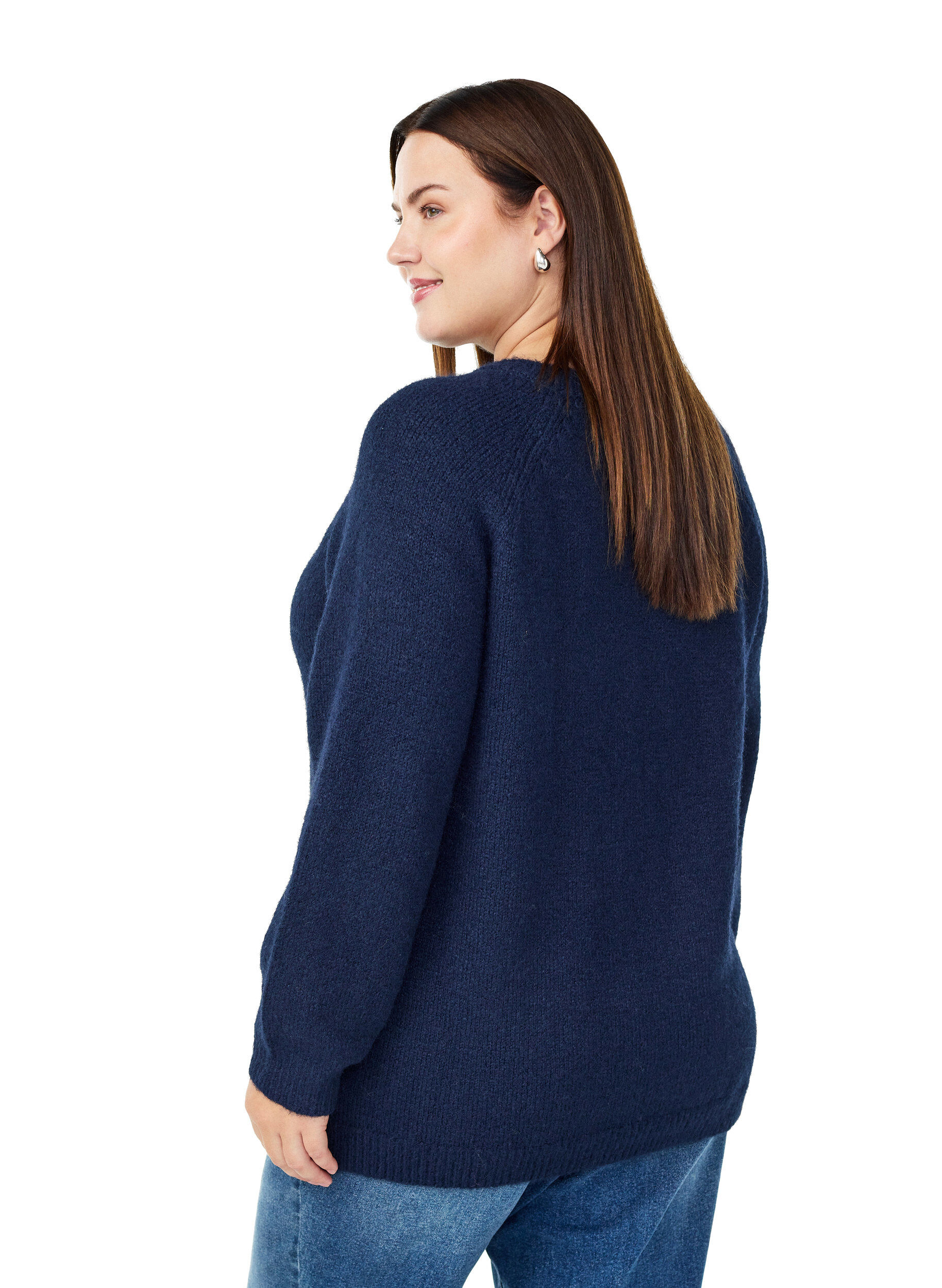 Zizzi Blouse en maille avec manches raglan, Bleu, Model image number 2