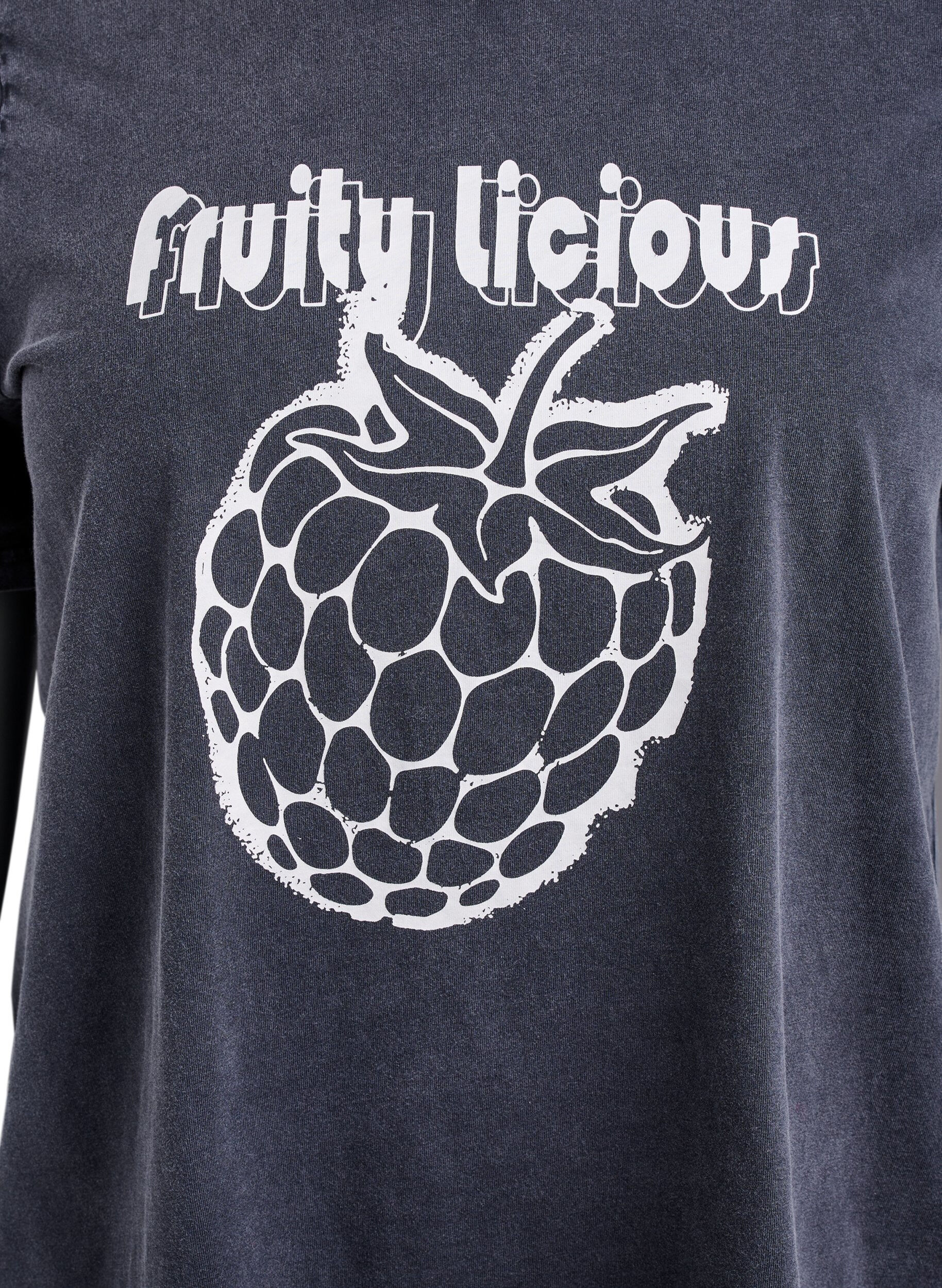 Zizzi T-shirt en coton biologique avec impression graphique, Gris, Packshot image number 2