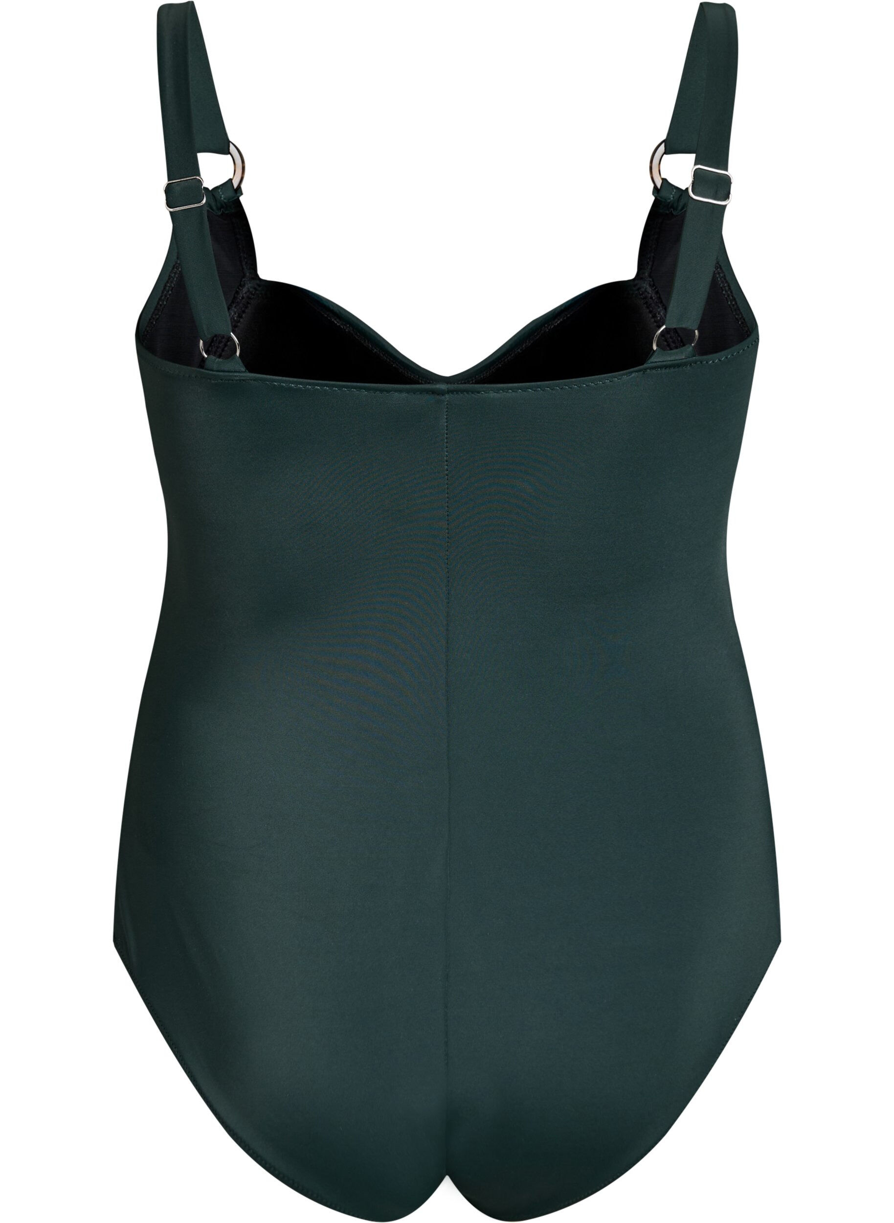 Zizzi Maillot de bain drap&eacute; avec bonnets rembourr&eacute;s, Vert fonc&eacute;, Packshot image number 1