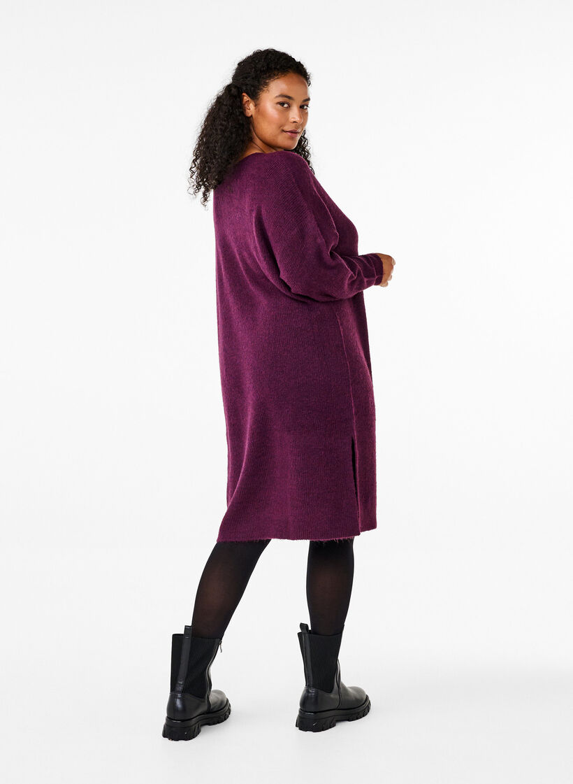 Robe à manches longues en tricot côtelé, Potent Purple Mel., Model image number 1