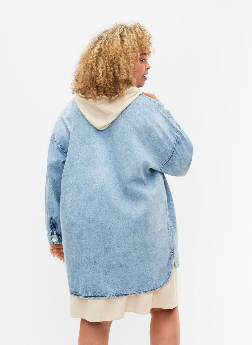 Veste en jean ample avec boutons, Light blue denim, Model image number 1