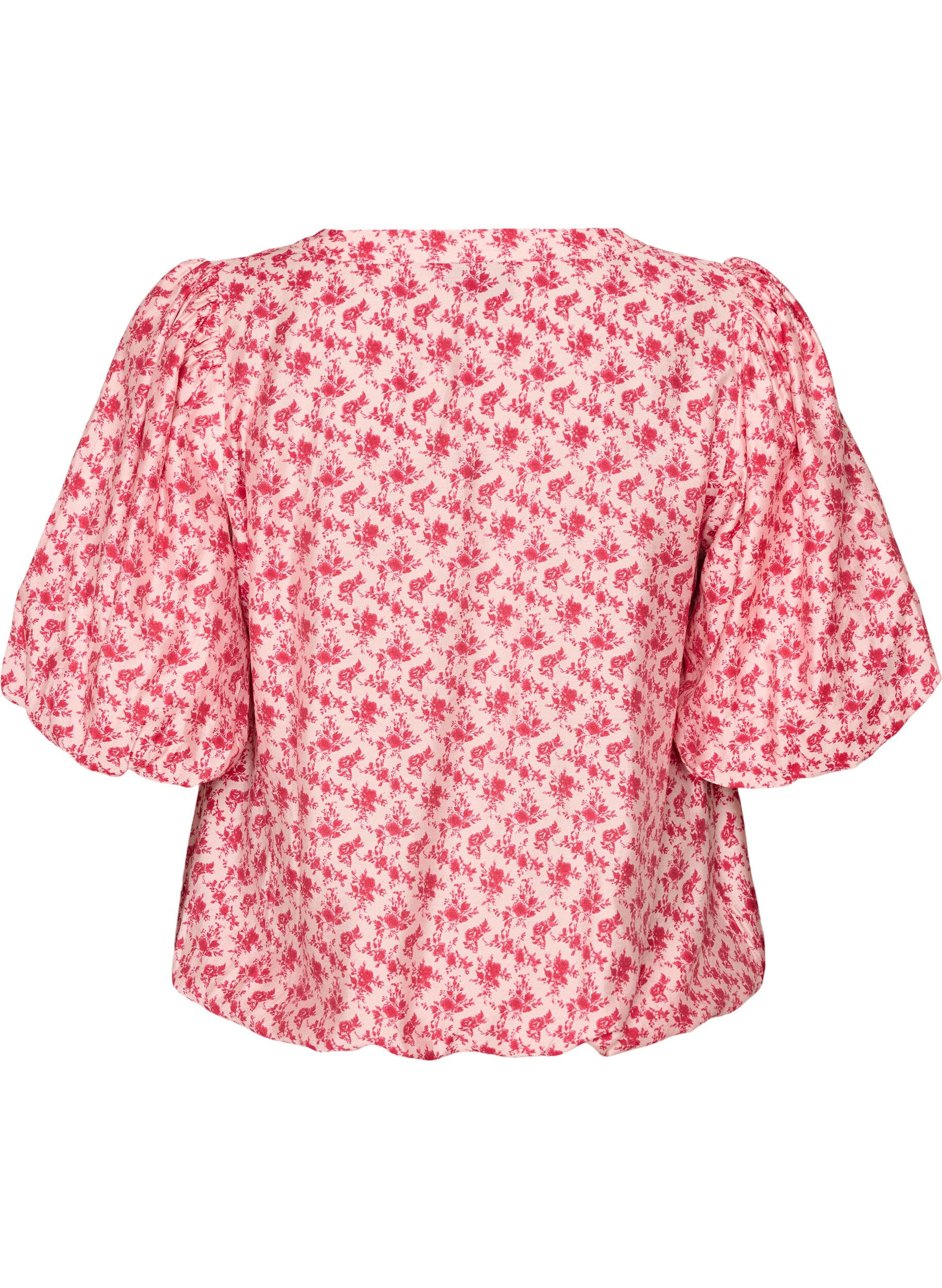 ZizziBlouse florale en viscose avec manches ballon, Rouge, Packshot image number 1