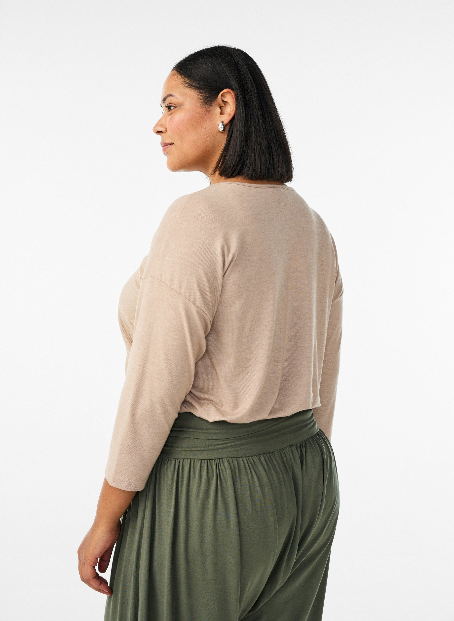 ZizziBlouse en jersey avec manches 3/4, Beige, Model image number 2