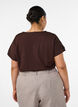 T-shirt en coton avec d&eacute;tails en crochet, Marron, Model image number 2