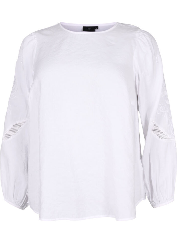 Chemisier en TENCEL™ Modal avec des broderies, Bright White, Packshot image number 0