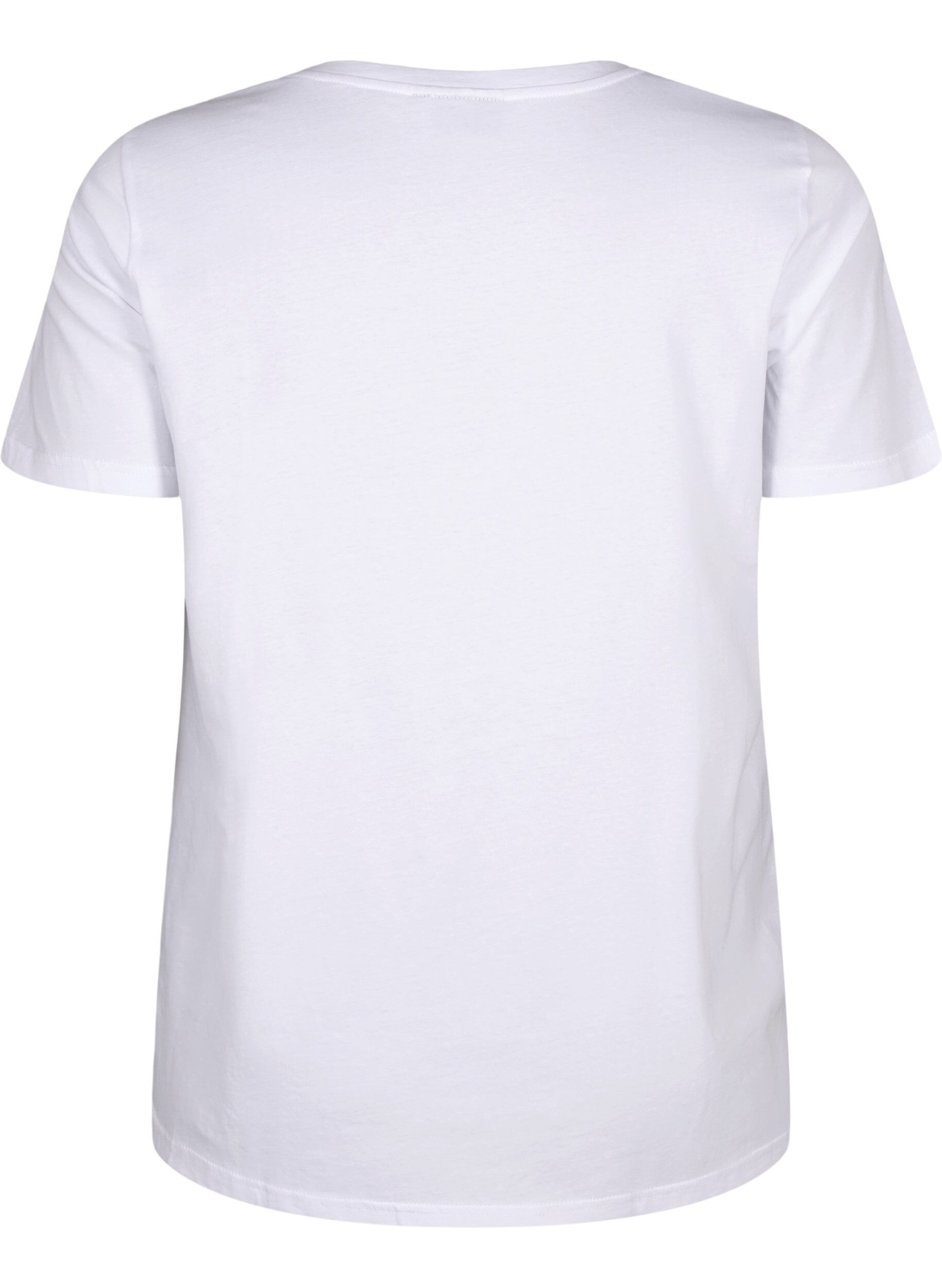 Zizzi T-shirt en coton avec imprim&eacute; texte, B. White w. Paris, Packshot image number 1