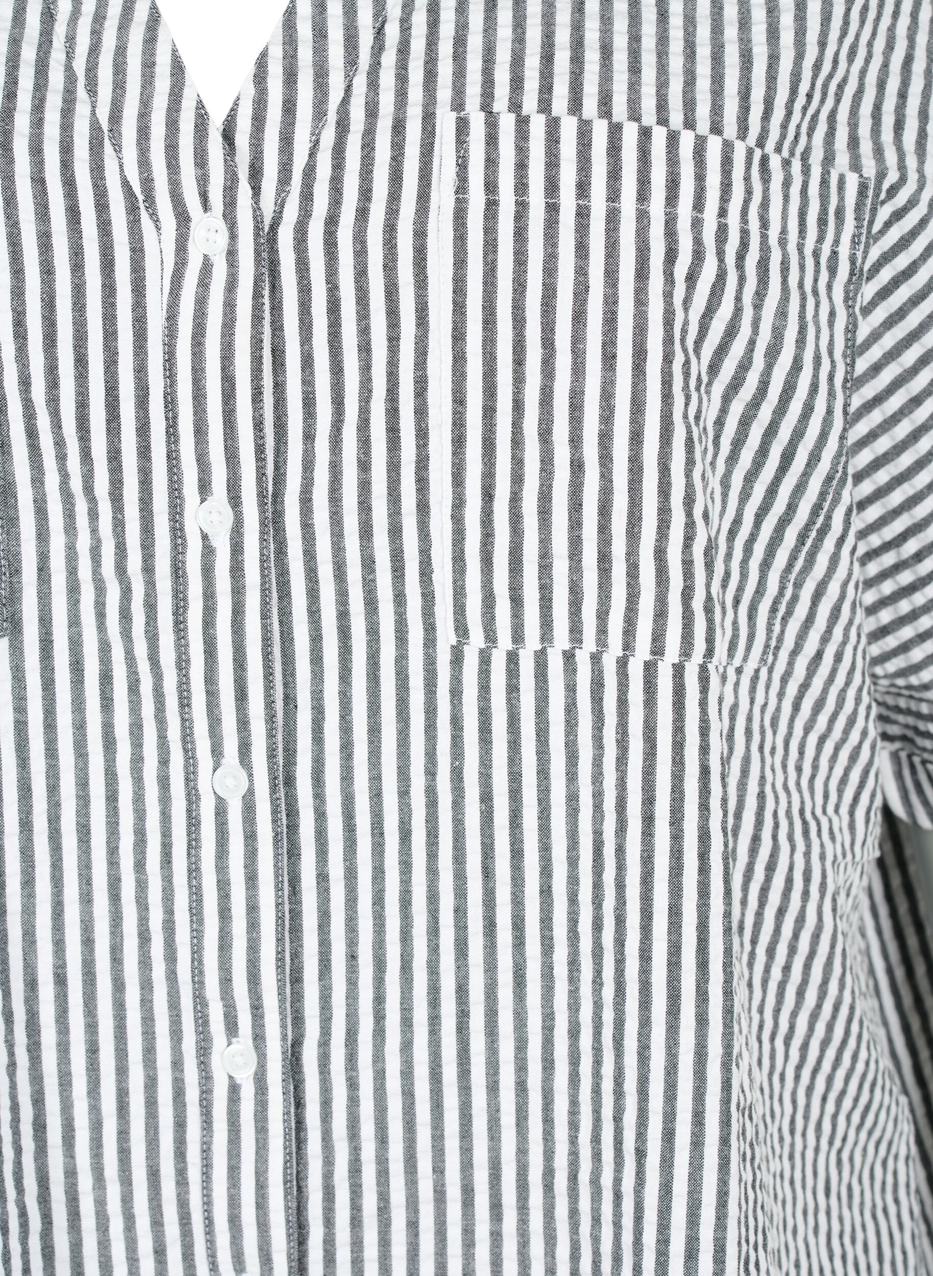 Zizzi Chemise ray&eacute;e avec poches de poitrine, White/Black Stripe, Packshot image number 2