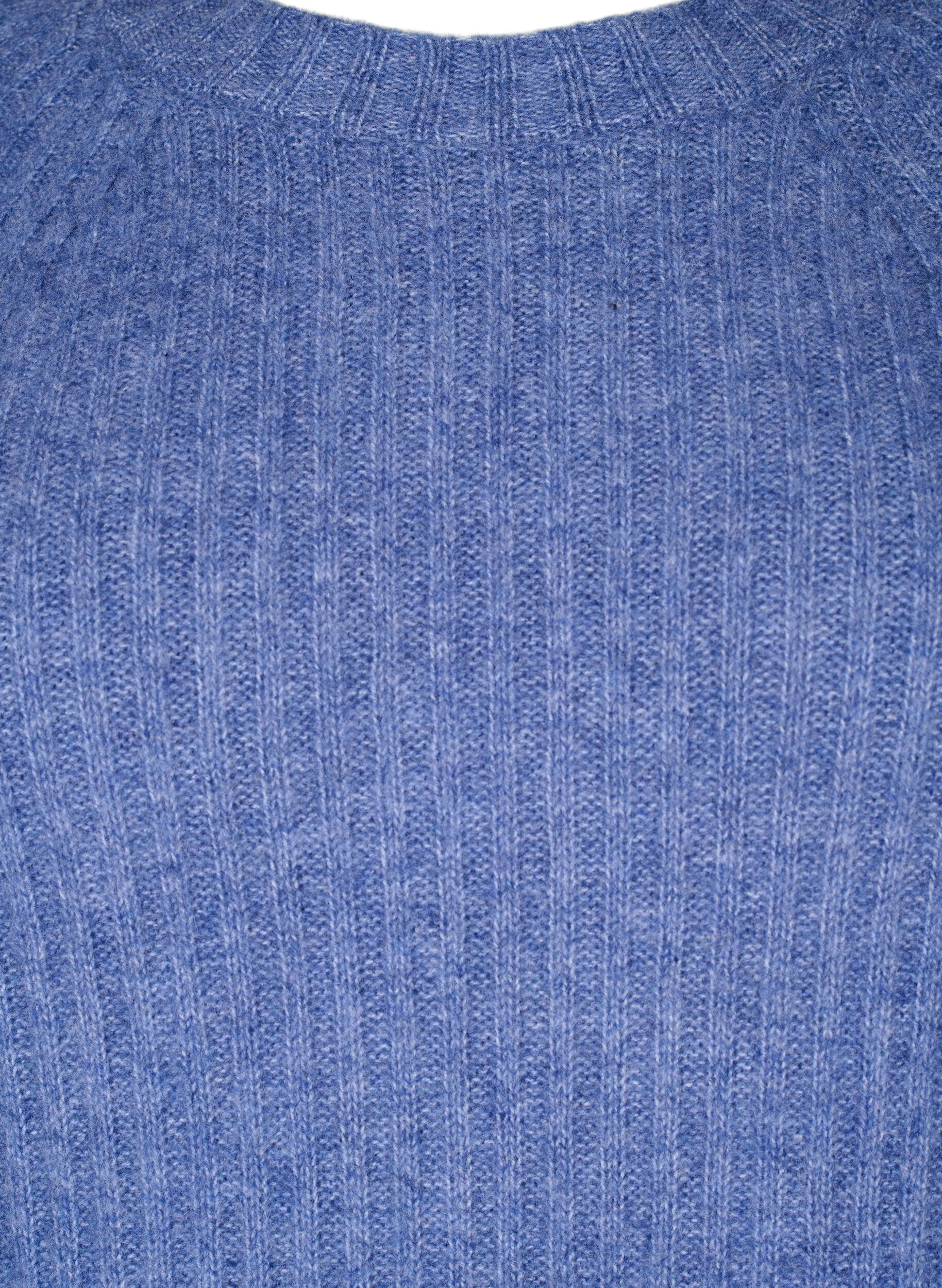 Zizzi Robe en tricot c&ocirc;tel&eacute; avec fente, Gray Blue Mel., Packshot image number 2