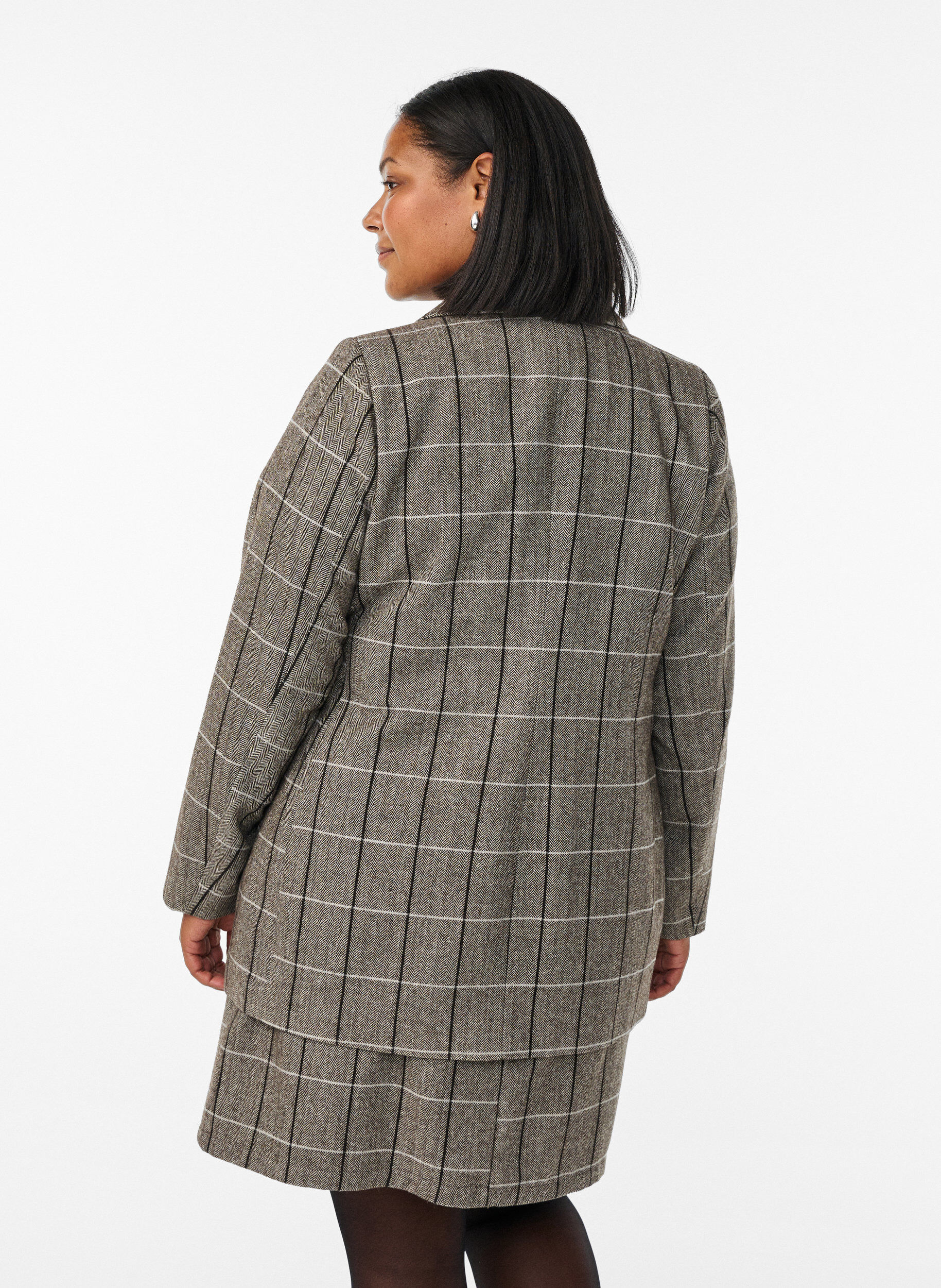 Zizzi Blazer classique &agrave; carreaux, Gris, Model image number 2