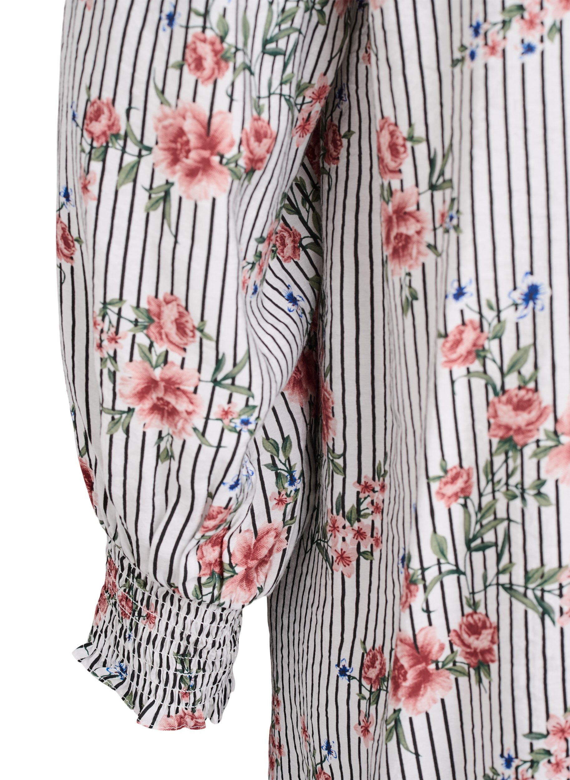 Zizzi Blouse &agrave; imprim&eacute; floral et lien &agrave; nouer, Noir, Packshot image number 3