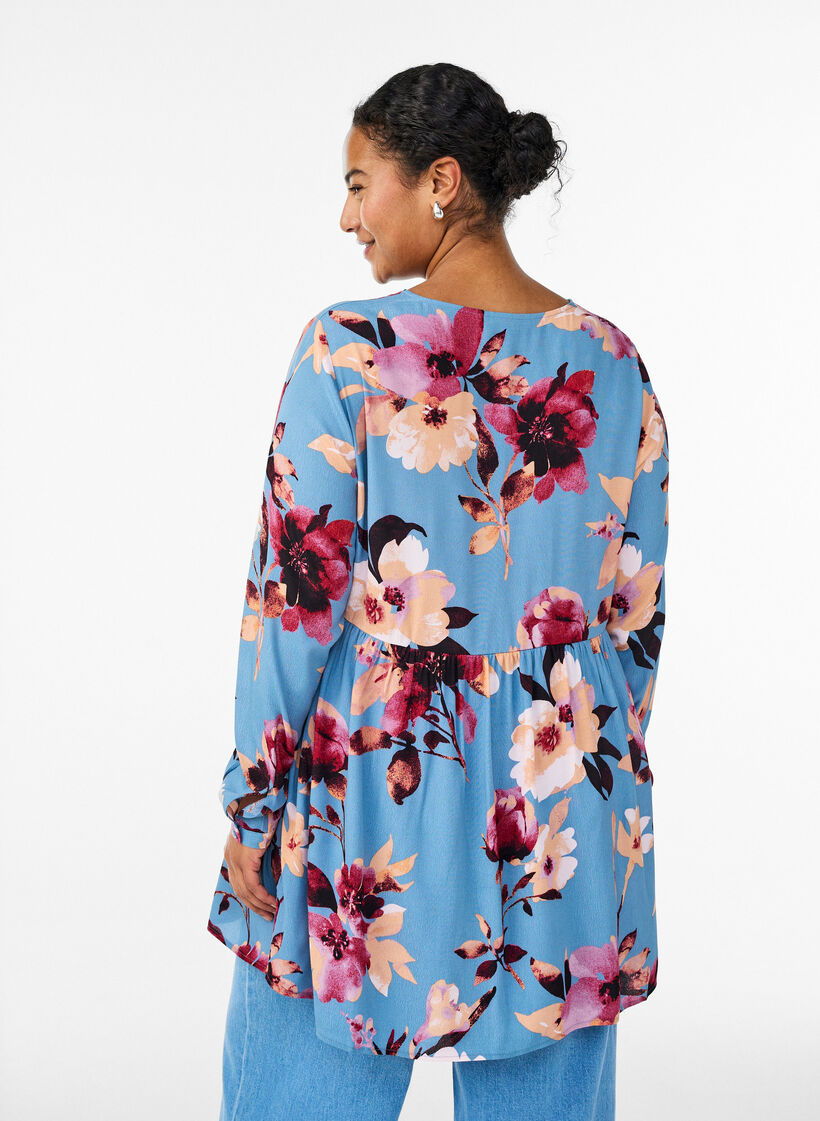 Tunique &agrave; manches longues avec couture, Bleu Clair, Model image number 2