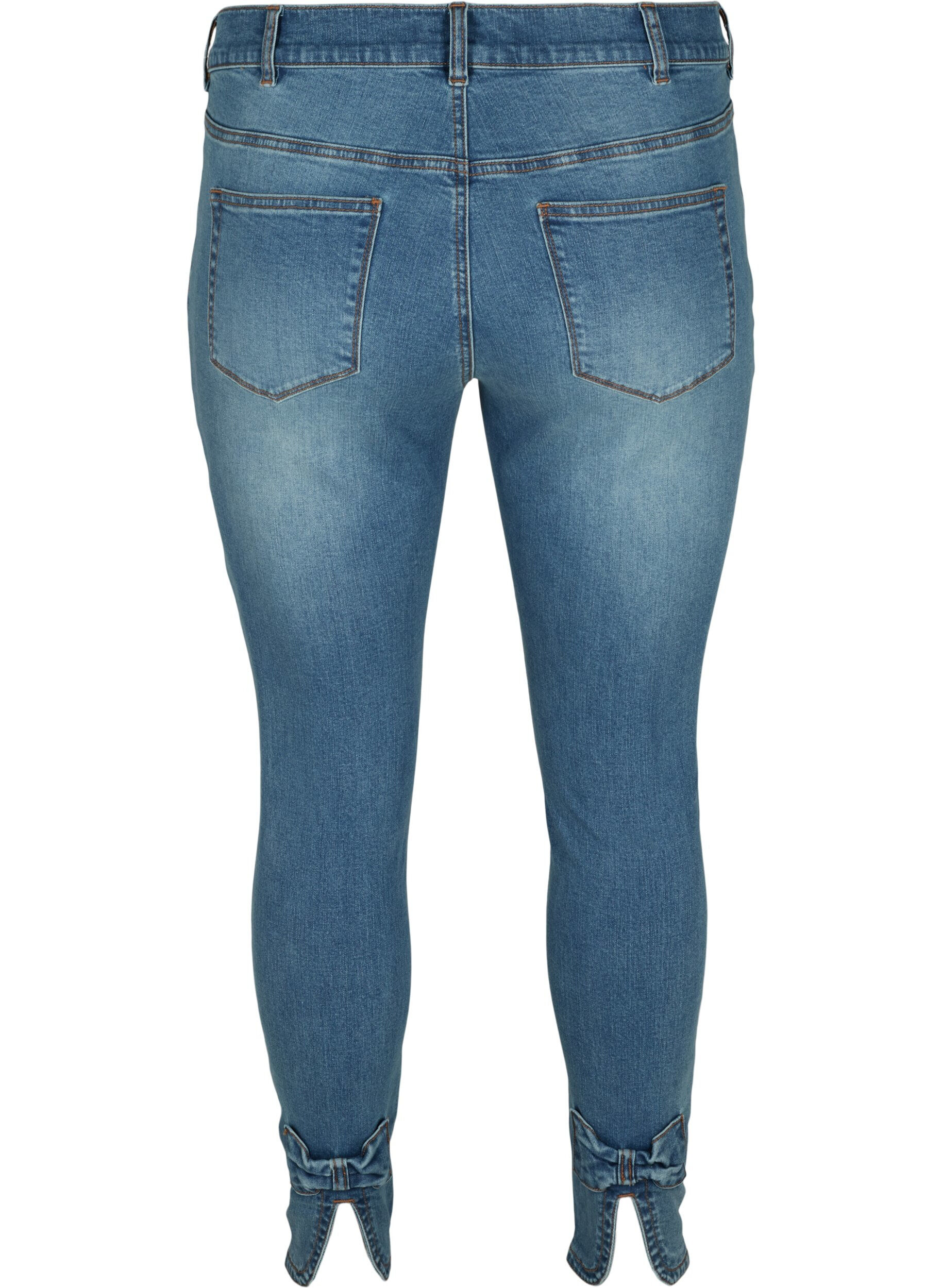 Zizzi Jean Amy court avec taille haute et n&oelig;ud, Blue denim, Packshot image number 1