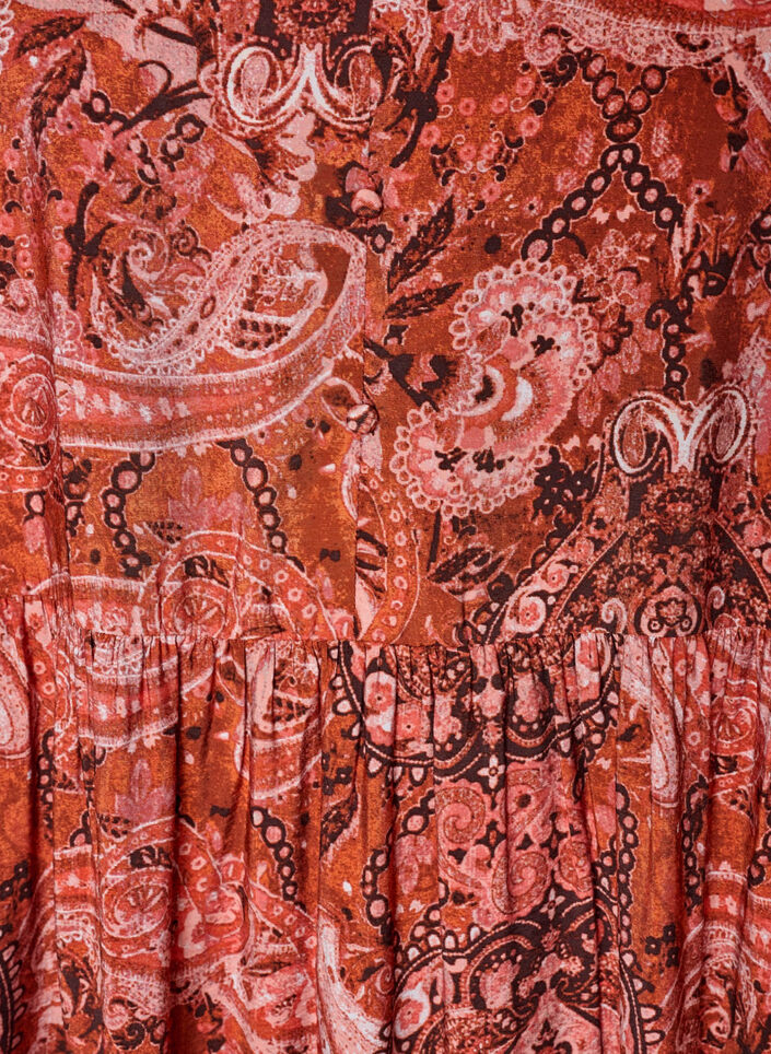 Robe midi en viscose avec imprim&eacute; cachemire, Orange, Packshot image number 2