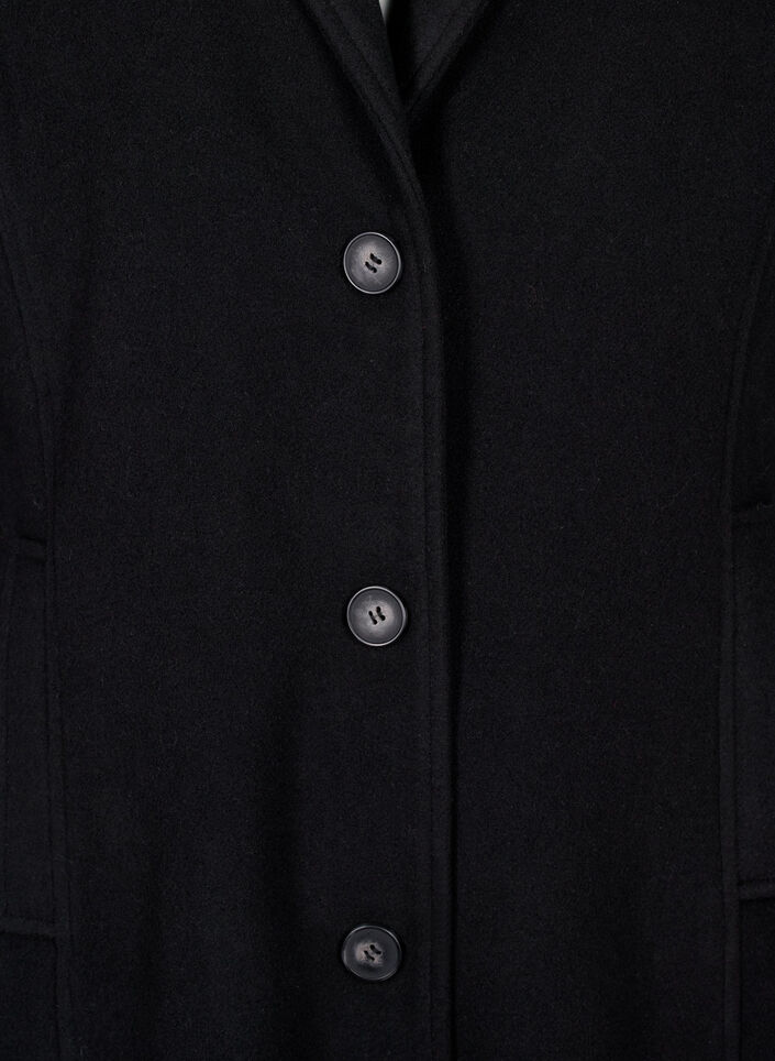 Manteau long en laine avec des poches, Black, Packshot image number 2