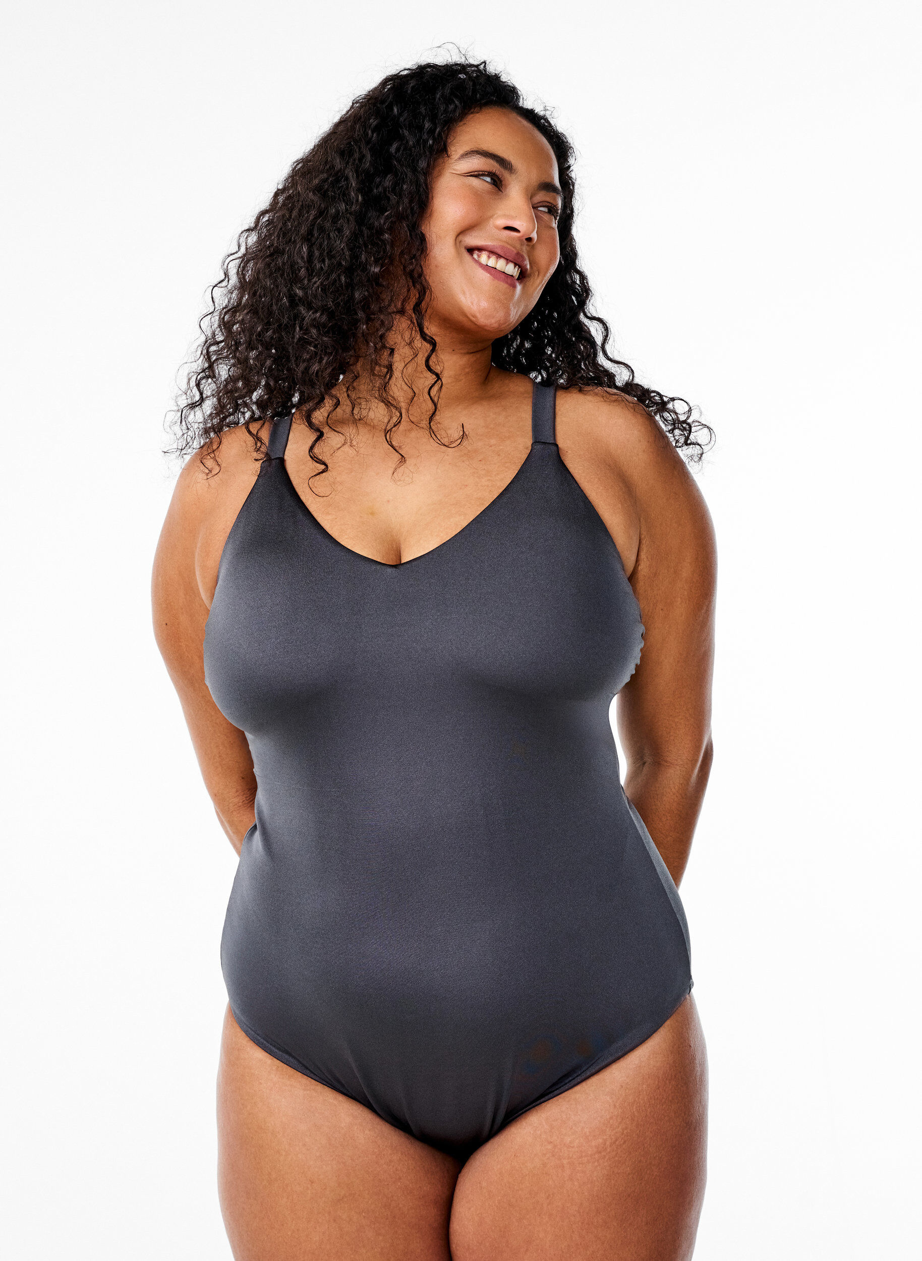 Maillot de bain &agrave; lacets, Gris anthracite, Model