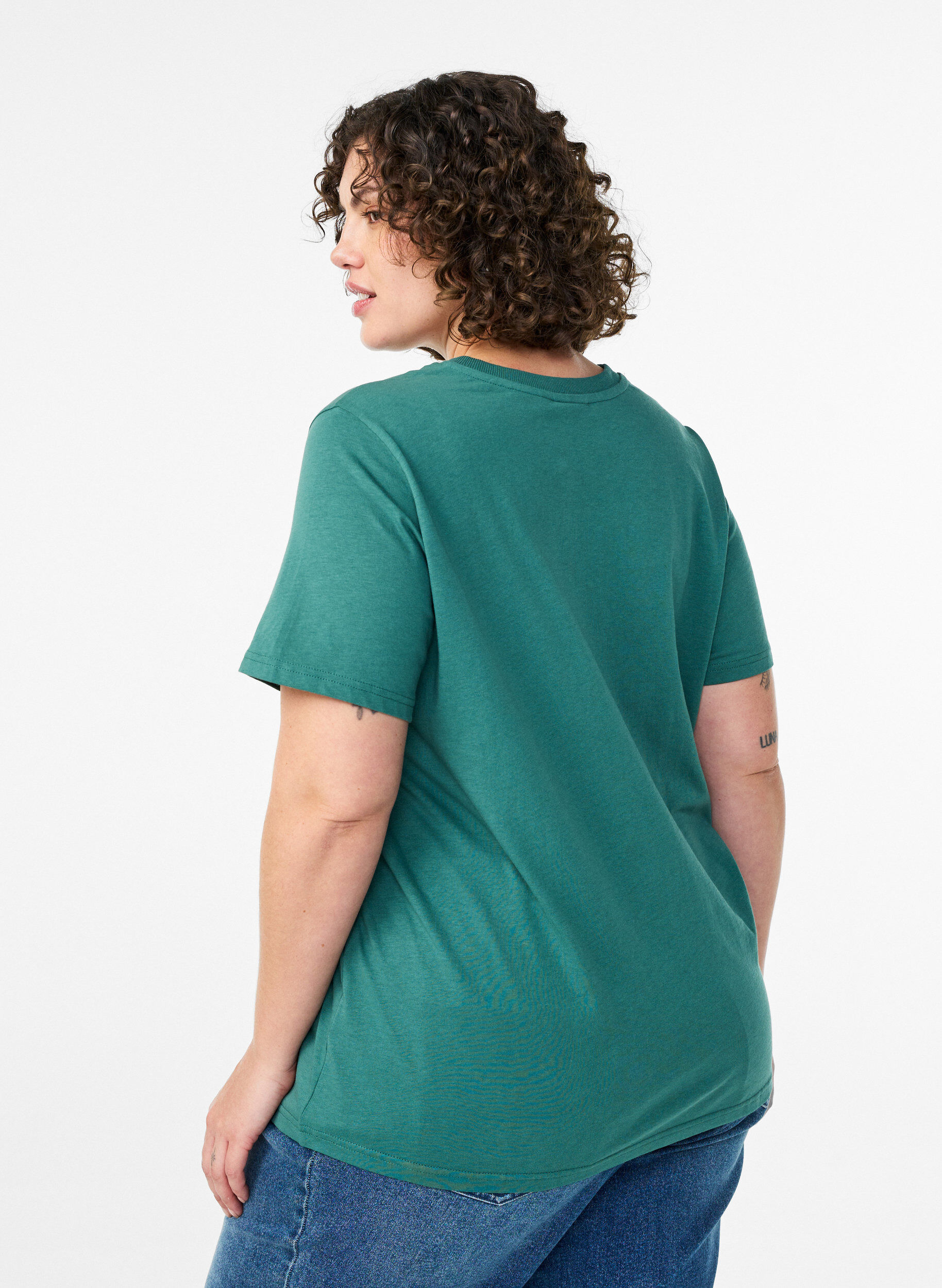 ZizziT-shirt basique en coton &agrave; col rond, Vert, Model image number 2