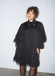 Robe sans manches avec cape en mousseline, Noir, Model image number 0