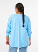 Blouse en maille &agrave; col rond et motif tricot&eacute;, Bleu Clair, Model image number 2