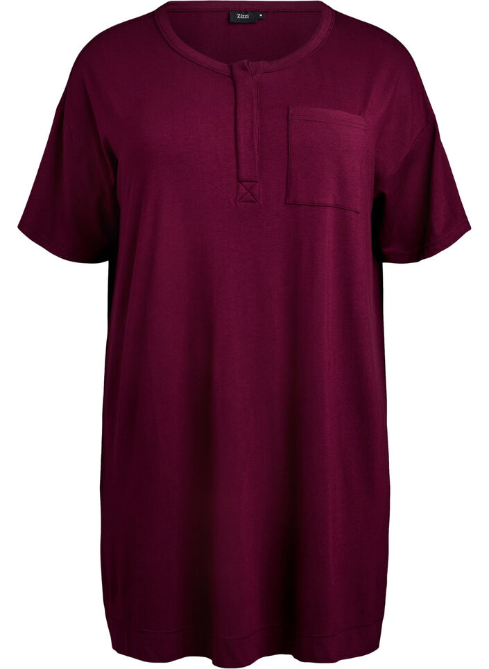 Chemise de nuit manches courtes en viscose, Fig, Packshot image number 0
