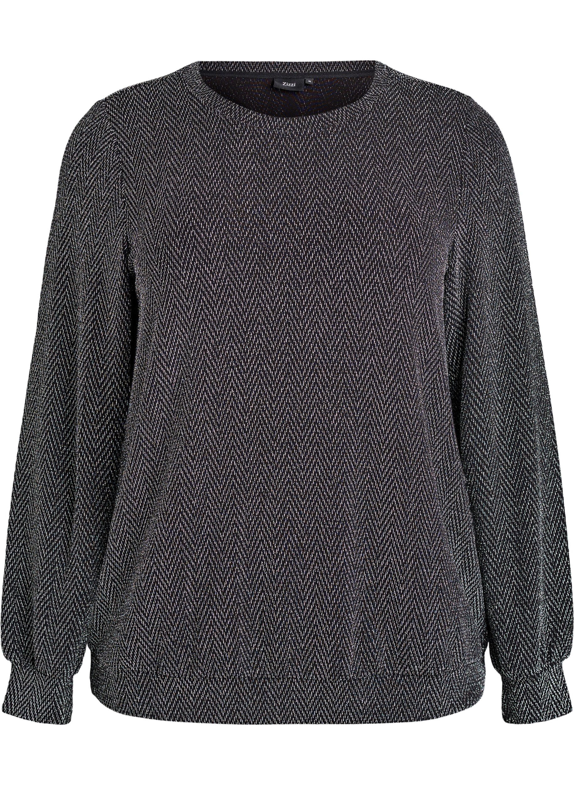 Blouse avec motif &agrave; chevrons et fil paillet&eacute;