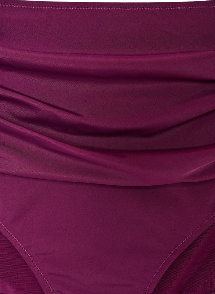 Culotte de bikini taille haute avec drap&eacute;, Violet, Packshot image number 2