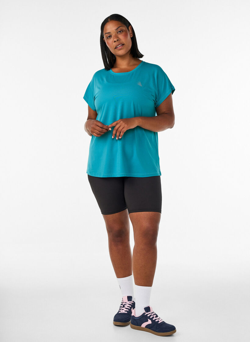 T-shirt de sport couleur unie, Bleu p&eacute;trole, Model image number 1