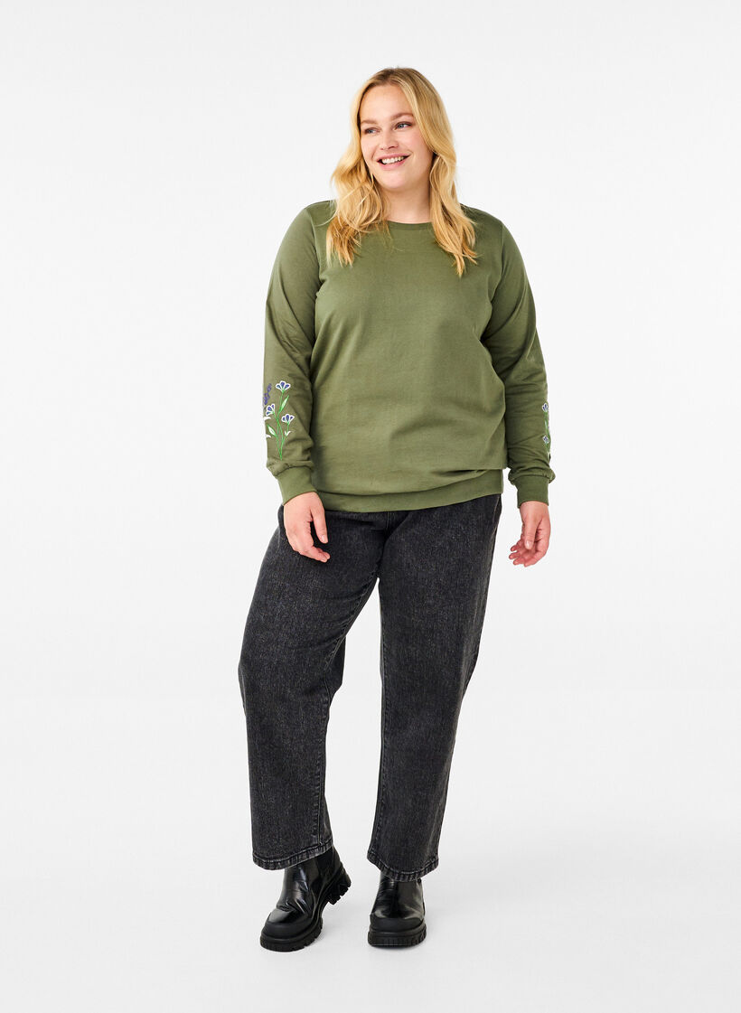 Sweatshirt avec broderie florale, D. L. Green W. emb., Model image number 2