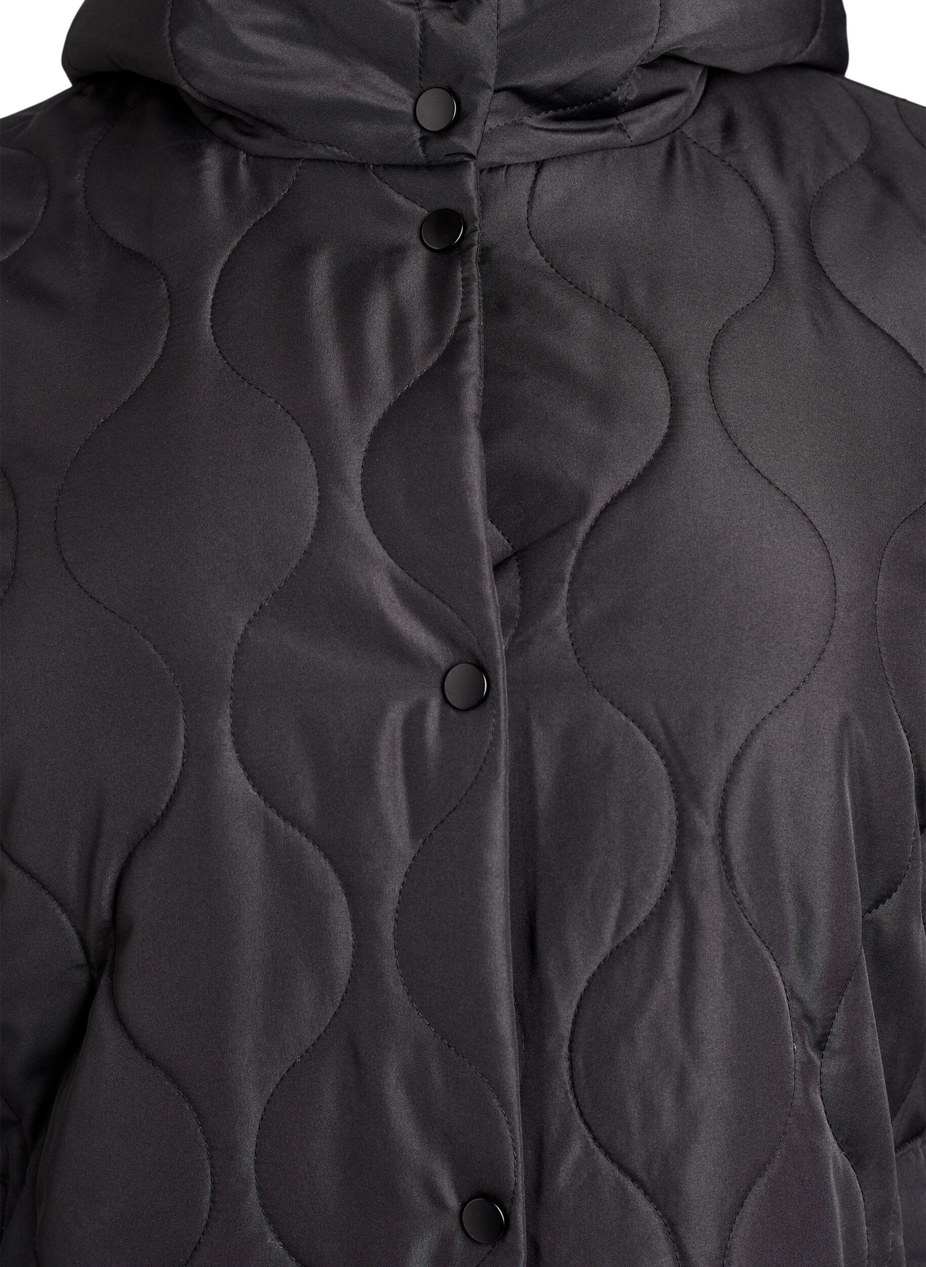 ZizziVeste matelass&eacute;e mi-longue avec capuche, Noir, Packshot image number 2