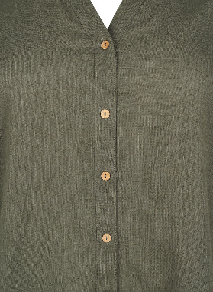 Chemisier en coton avec un col en V, Vert, Packshot image number 2
