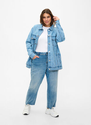 Veste en jean avec motif déchiré, Blue denim, Model image number 2