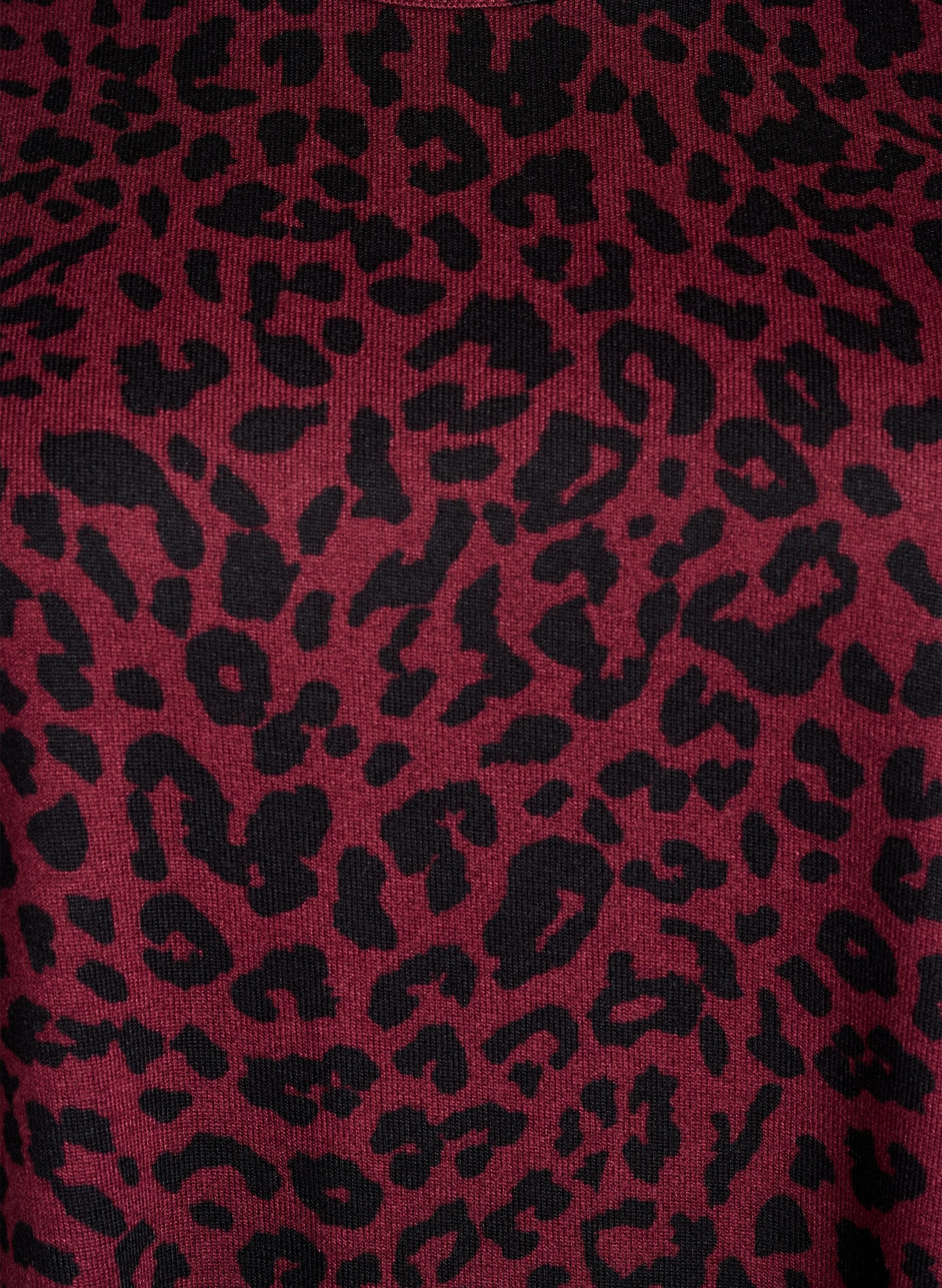 ZizziChemisier imprim&eacute; l&eacute;opard avec manches longues, Bordeaux fonc&eacute;, Packshot image number 2