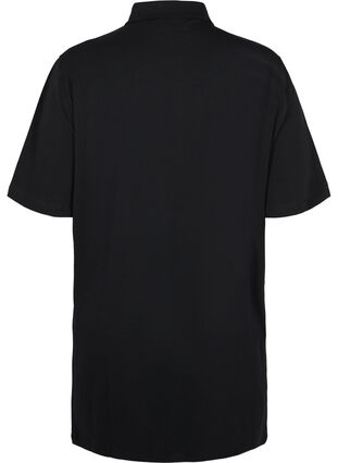 Tunique en coton avec col et manches courtes, Black, Packshot image number 1