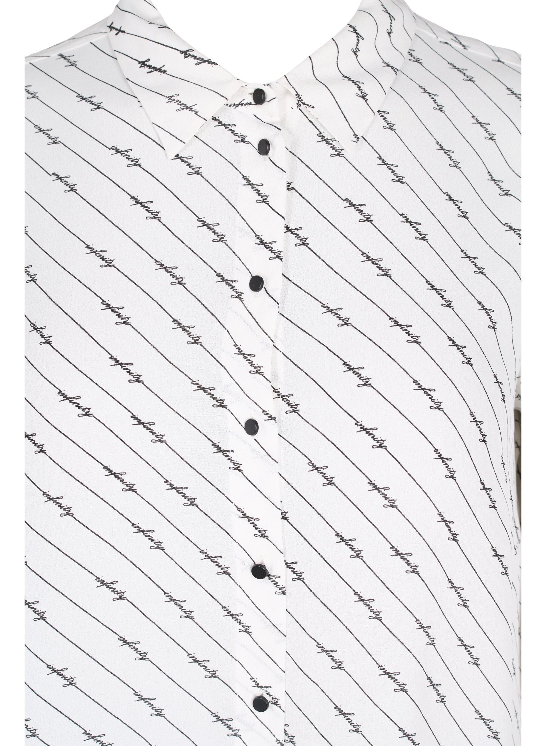 Zizzi Robe chemise ray&eacute;e en viscose, White AOP, Packshot image number 2