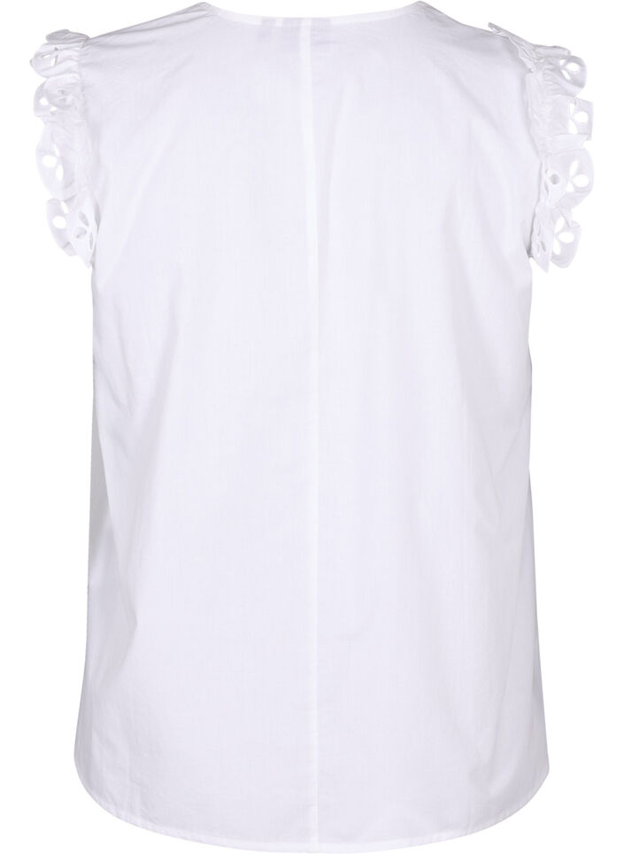 Top en coton sans manches avec volants, Blanc, Packshot image number 1