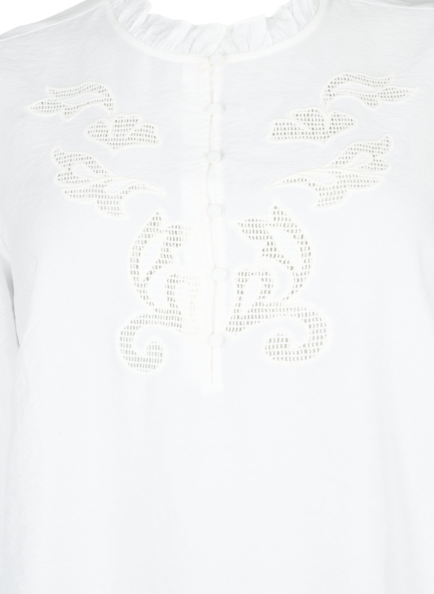 Zizzi Chemisier avec volants et broderie anglaise, Bright White, Packshot image number 2