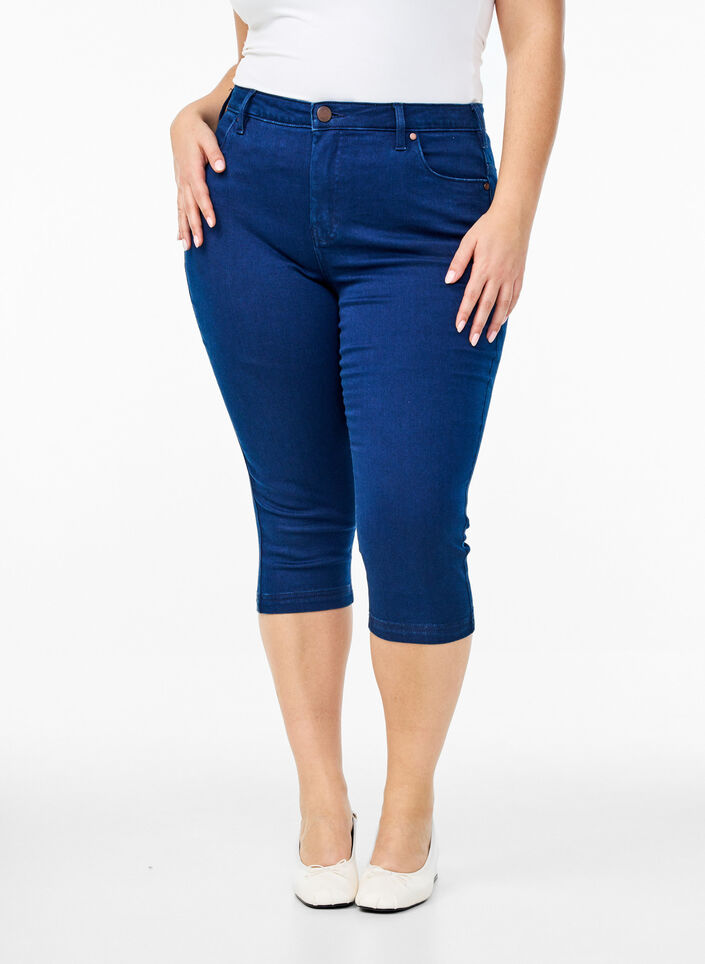 Jean capri Amy &agrave; taille haute et coupe super slim, Bleu, Packshot image number 2