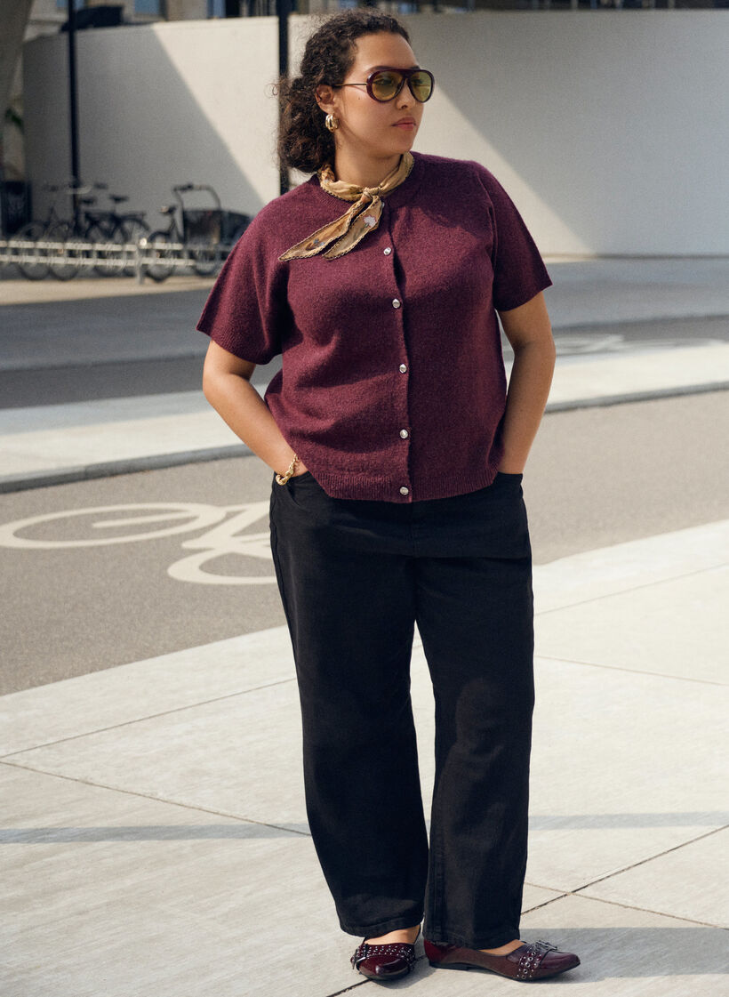  Cardigan en tricots &agrave; manches courtes, Bordeaux fonc&eacute;, Image image number 0