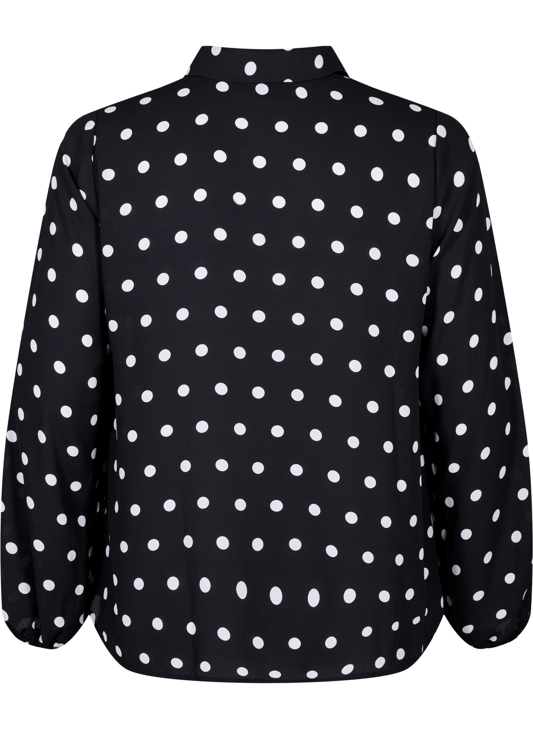 Zizzi Chemise &agrave; pois &agrave; jabots, Black W. White Dot, Packshot image number 1