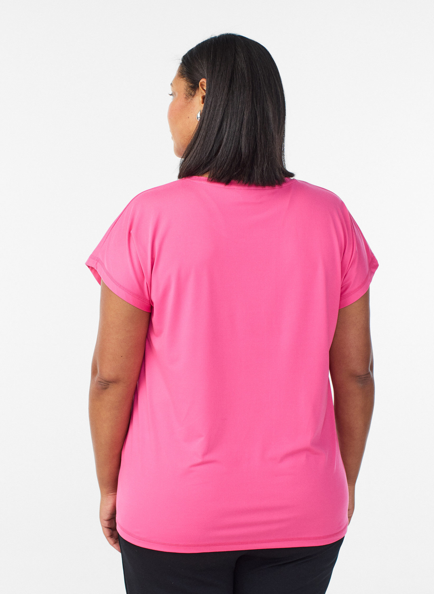 Zizzi T-shirt de sport couleur unie, Rose, Model image number 2