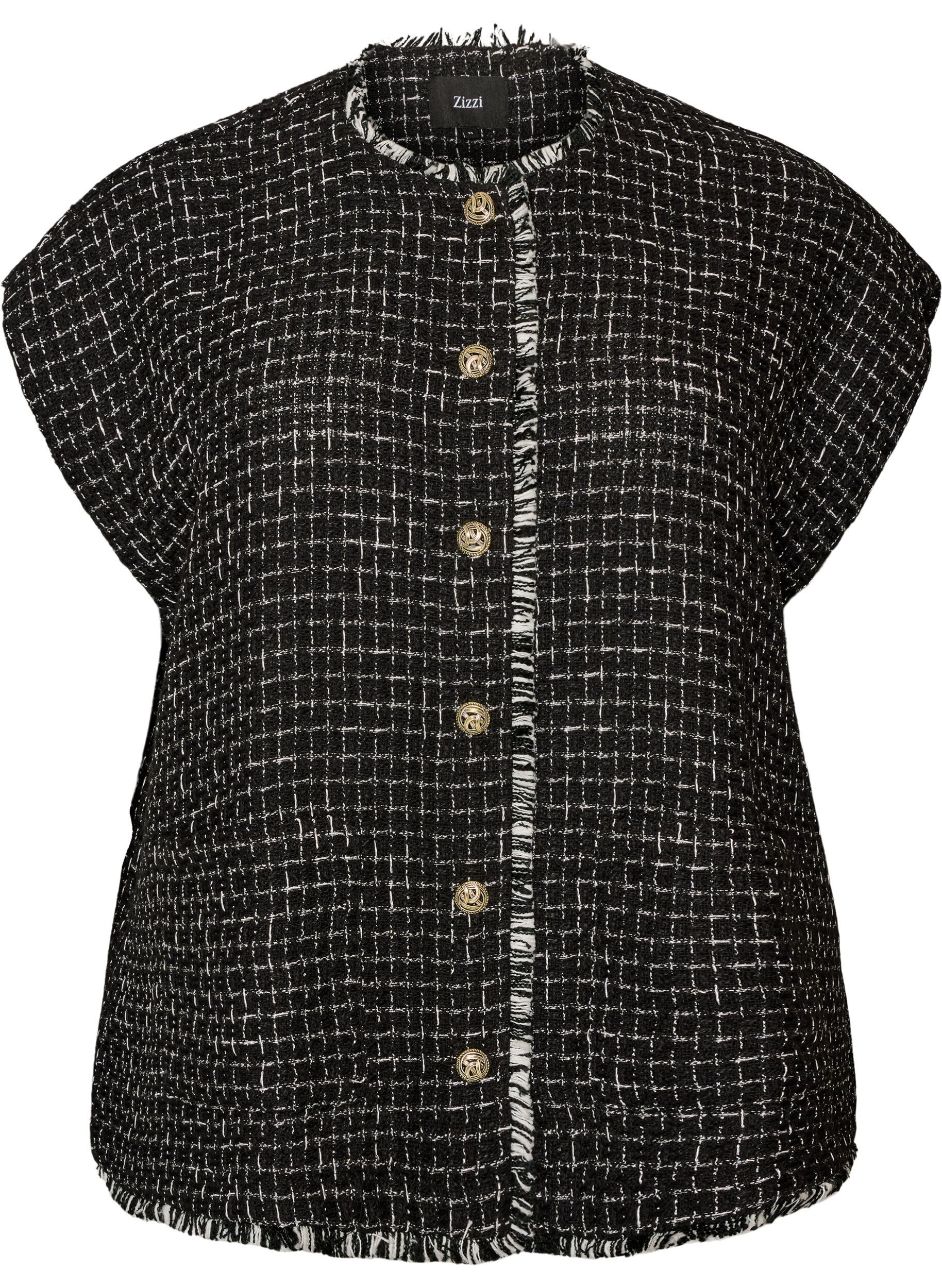 Gilet &agrave; carreaux avec boutons d&eacute;coratifs
