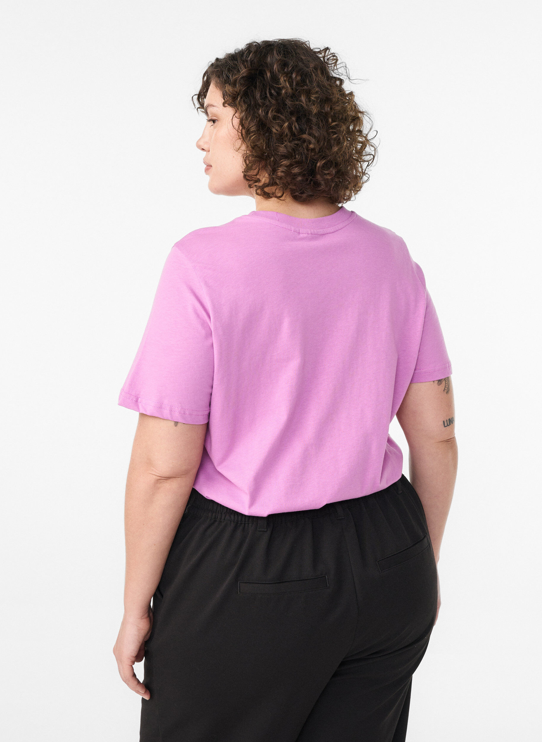 ZizziT-shirt basique en coton &agrave; col rond, Violet, Model image number 2