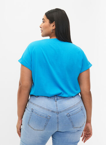 T-shirt à manches courtes en mélange de coton, Hawaiian Ocean, Model image number 1