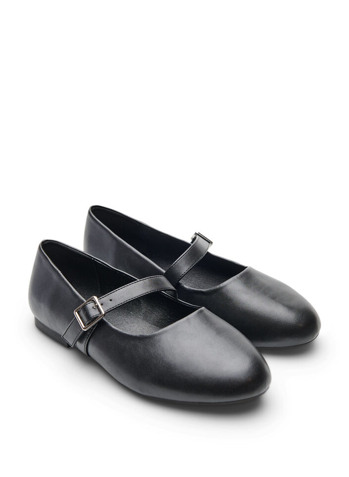 Ballerine en similicuir avec bride, Noir, Packshot