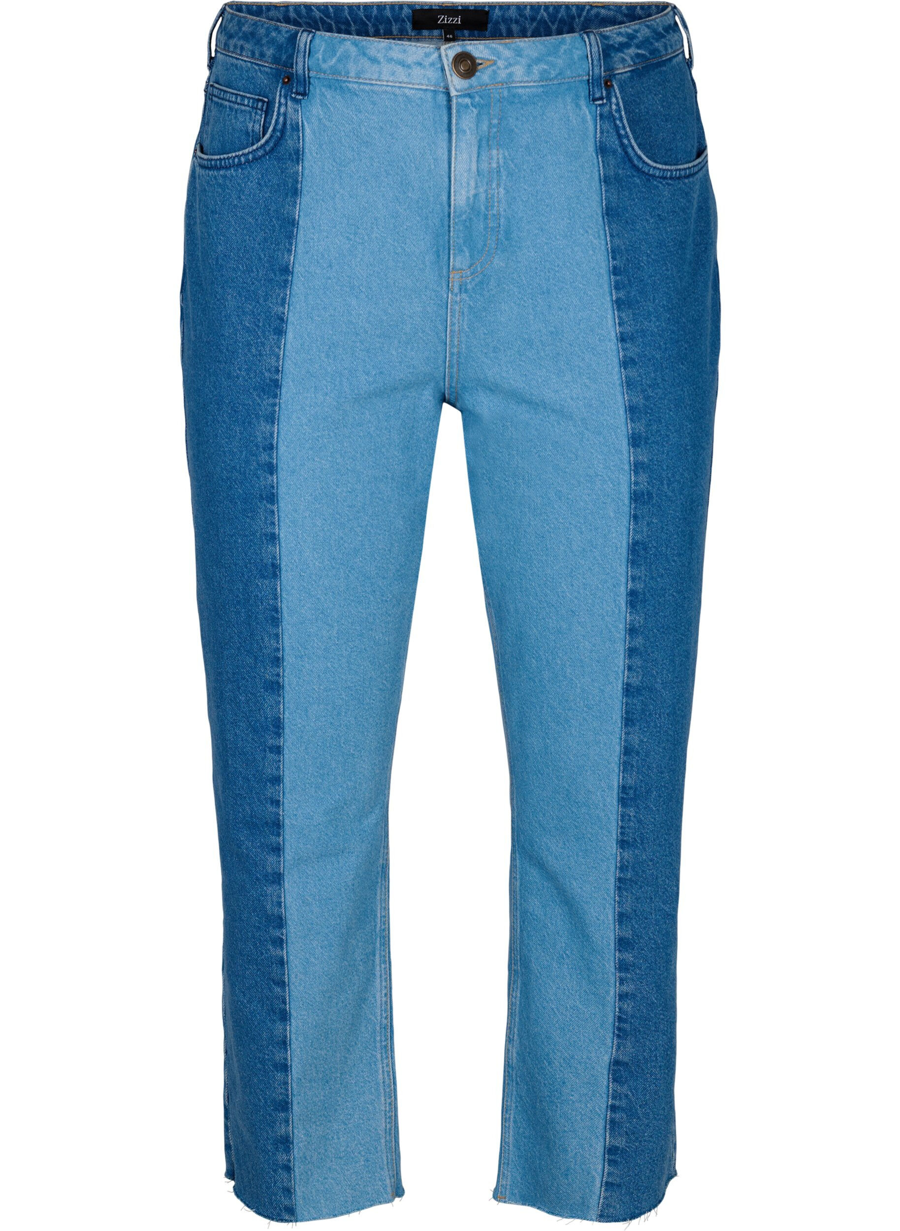 Zizzi Jean Vera court avec bloc de couleurs, Blue denim, Packshot image number 0