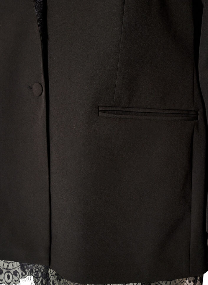 Blazer avec finitions en dentelle, Noir, Packshot image number 3