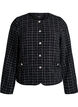 Blazer court en bouclé à carreaux à col rond, Noir, Packshot image number 0