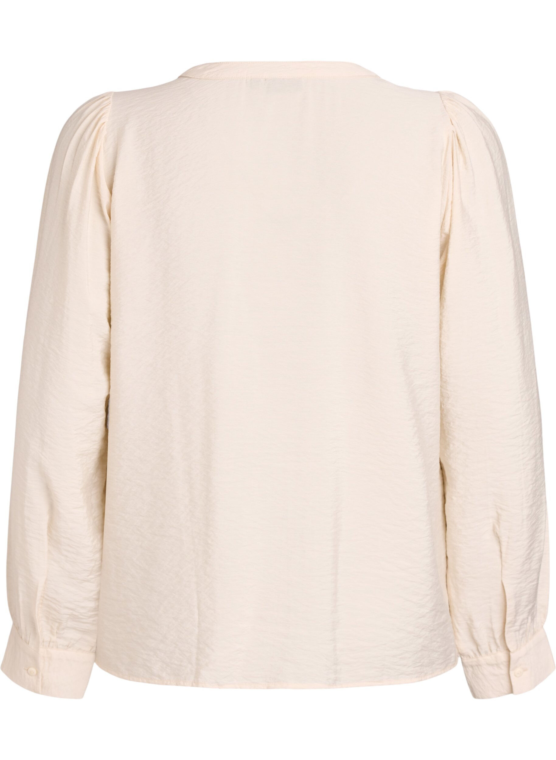 Zizzi Blouse avec col en V et bandes brod&eacute;es, Beige, Packshot image number 1