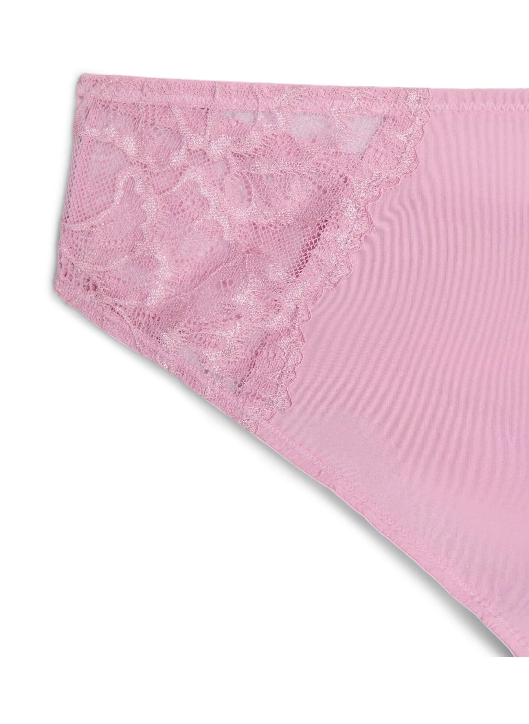 Zizzi String en dentelle et microfibre., Rose, Packshot image number 2