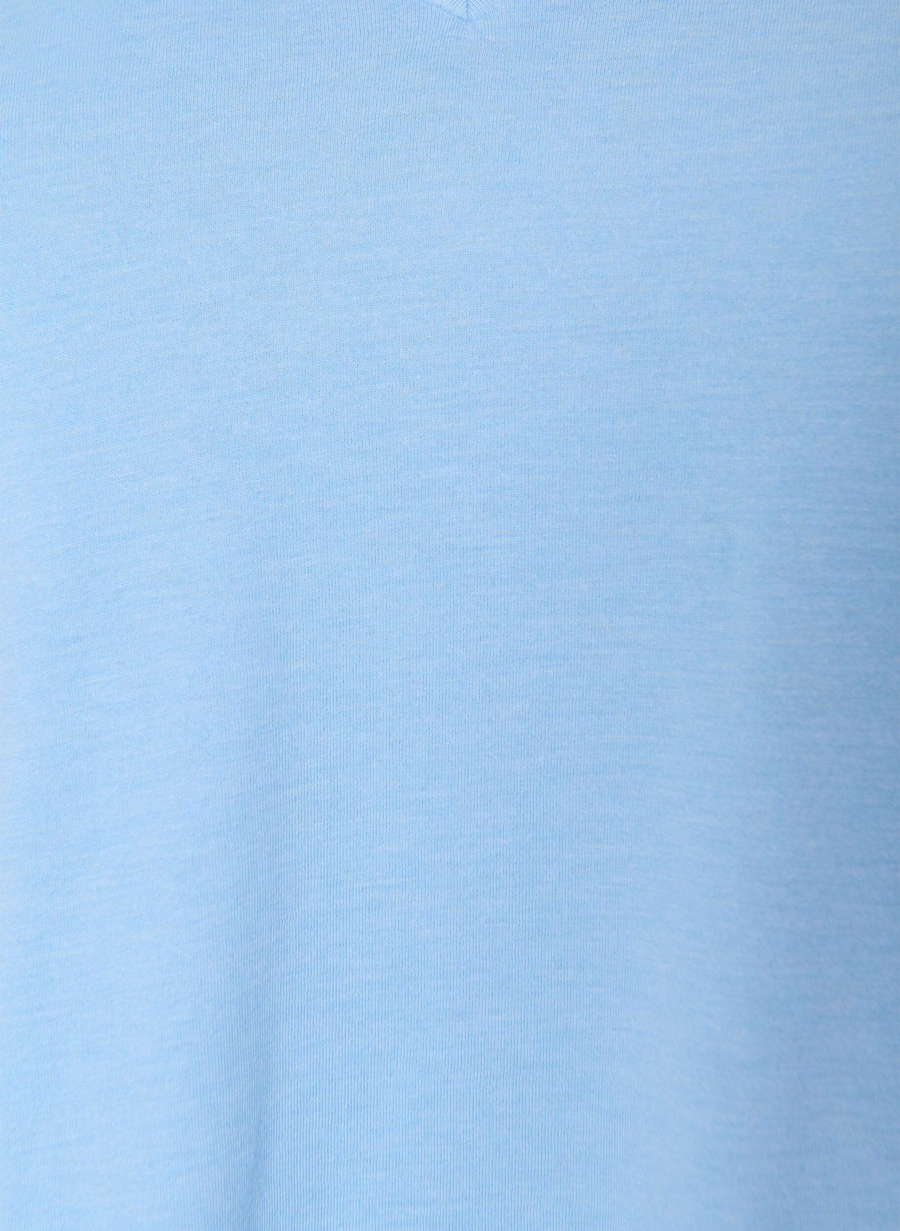 Zizzi T-shirt col V, Bleu, Packshot image number 2