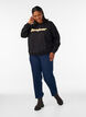 Sweat-shirt avec inscription en boucl&eacute;, Noir, Model image number 1